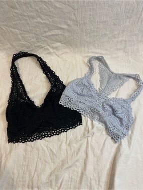 Aerie Lace Bralette Set of 2 Black Gray Size Small Boho Festival Layering